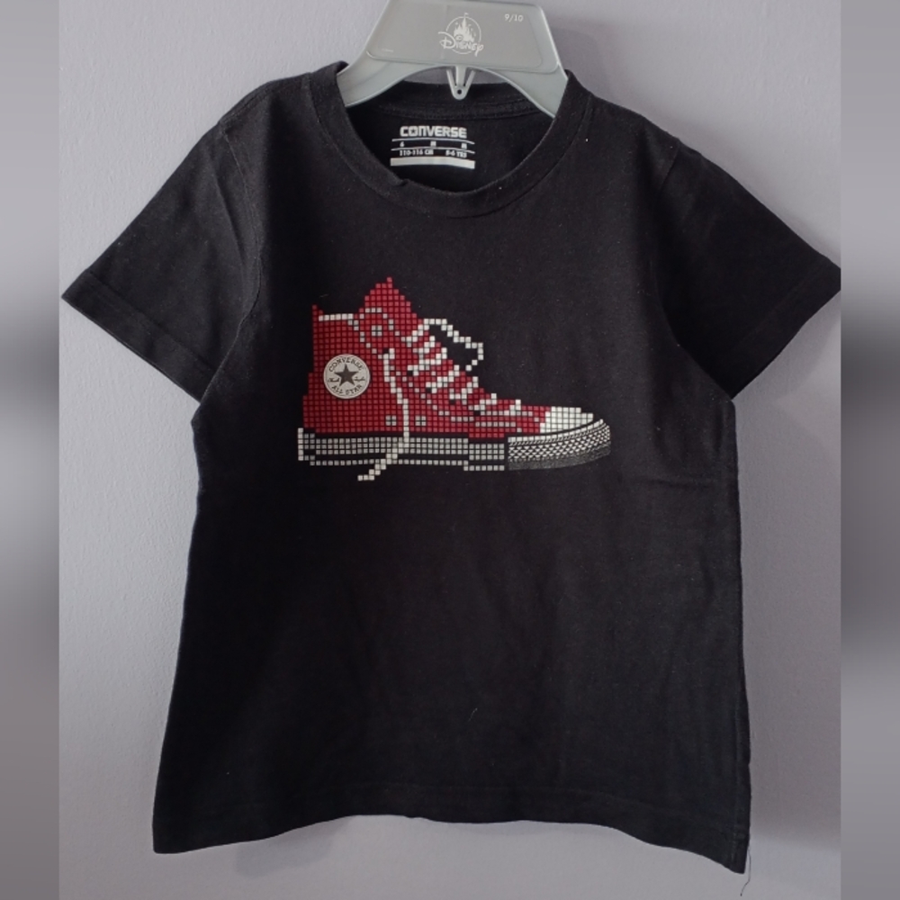 Converse Kids Black T-Shirt with Red Sneaker Design